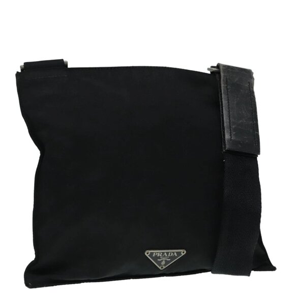 PRADA Shoulder Bag Nylon Black Silver Auth 92858 - Picture 1 of 15